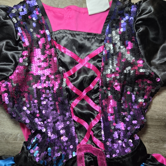 HALLOWEEN COSTUME SEQUIN WITCH WITH HAT SPARKLES GIRLS - Size L‎ 10-12 - Picture 3 of 11